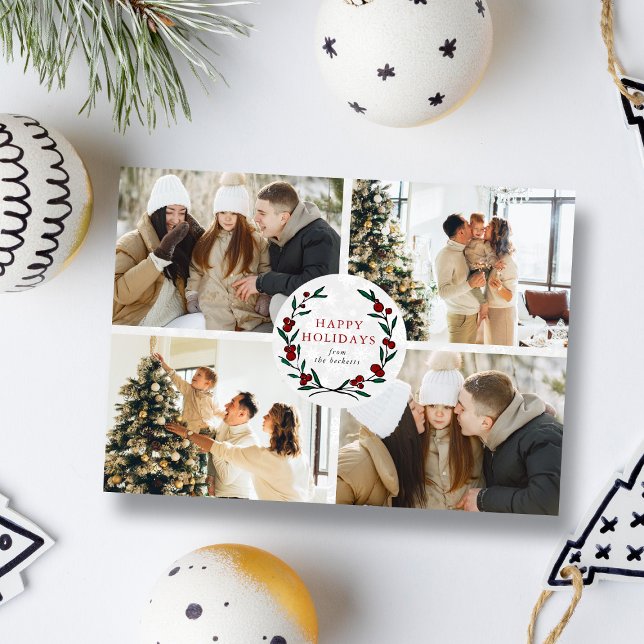 Tarjeta Festiva Festive Christmas Wreath 4 Photo Happy (Subido por el creador)