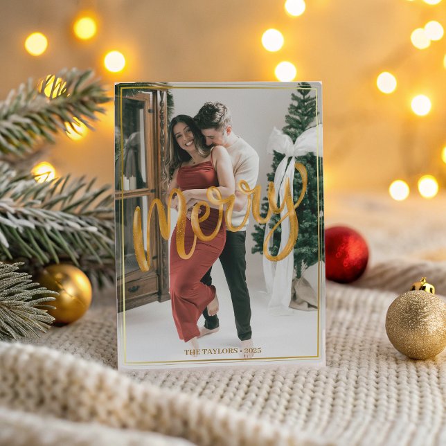 Tarjeta Festiva Festive Couple Christmas  - Modern Framed Merry (Subido por el creador)