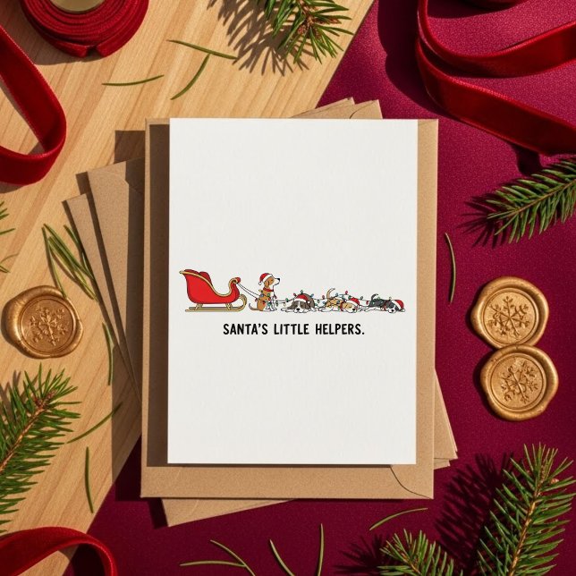 Tarjeta Festiva Festive Dog Sleigh Christmas Card For Dog Lovers (Subido por el creador)