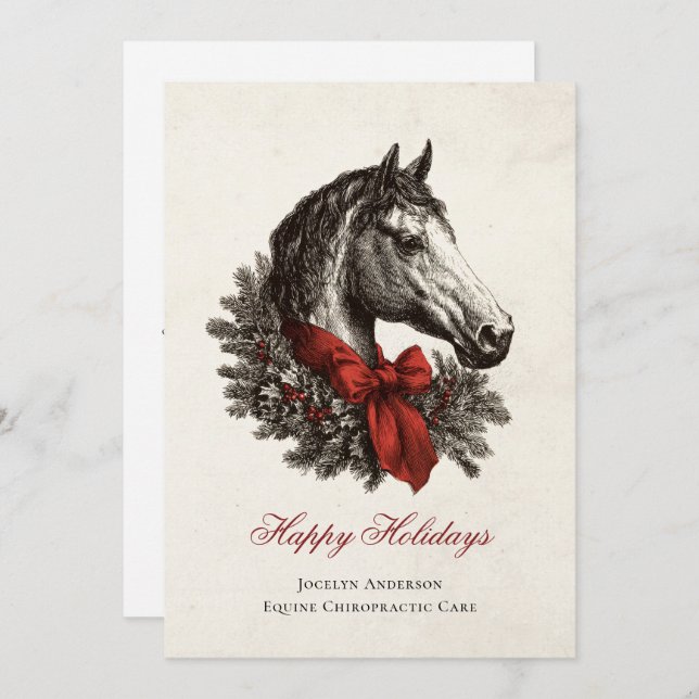 Tarjeta Festiva Festive Equestrian Business Corporate Christmas (Anverso / Reverso)
