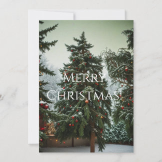 Tarjeta Festiva Festive fir trees decorated with garlands 