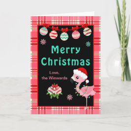 Tarjeta Festiva Festive Flamingo Merry Christmas