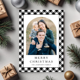 Tarjeta Festiva Festive Gingham Photo Christmas