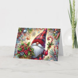 Tarjeta Festiva Festive Gnome with Candy Canes