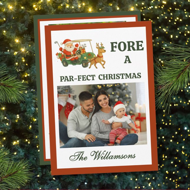 Tarjeta Festiva * Festive Golf Theme Two Photo Christmas (Subido por el creador)