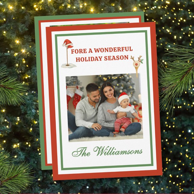 Tarjeta Festiva * Festive Golf Theme Two Photo Christmas (Subido por el creador)