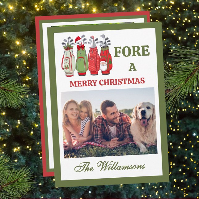 Tarjeta Festiva Festive Golf Theme Two Photo Christmas (Subido por el creador)