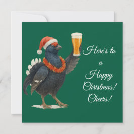 Tarjeta Festiva Festive Grouse with Santa Hat Christmas card