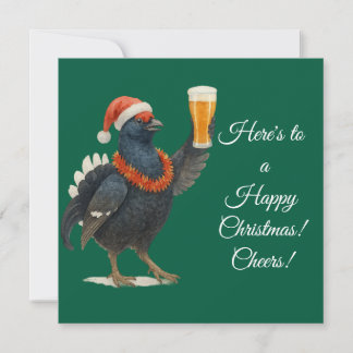 Tarjeta Festiva Festive Grouse with Santa Hat Christmas card