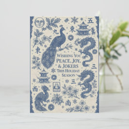 Tarjeta Festiva Festive Holiday Card - Mahjong Toile