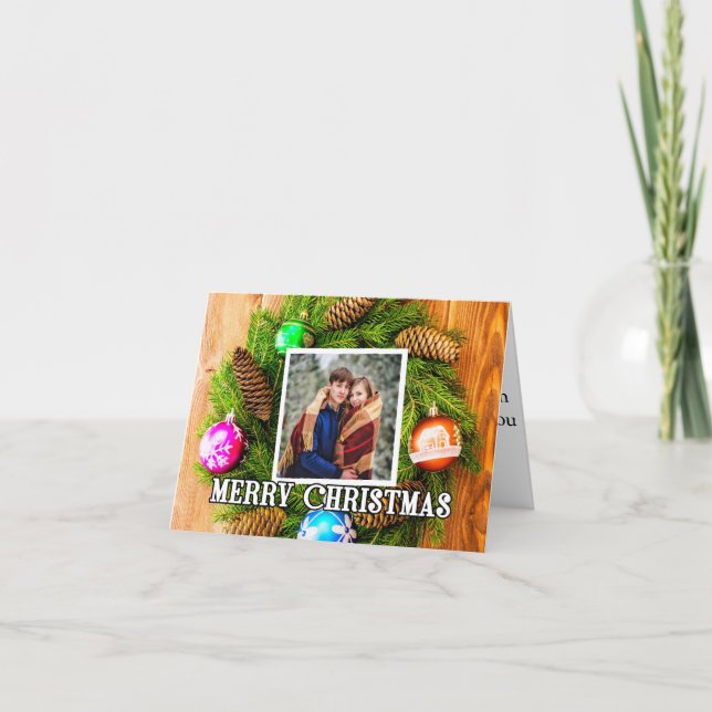 Tarjeta Festiva Festive Holiday Custom Photo Merry Christmas (Anverso)