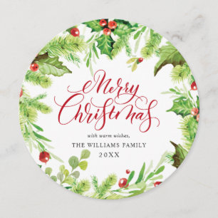 Tarjeta Festiva Festive Holly Berry Mistletoe Navidades Saludo