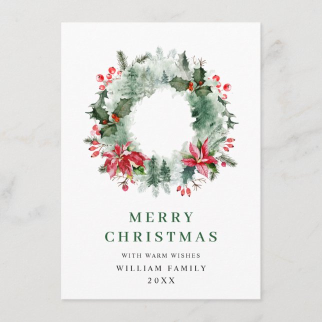 Tarjeta Festiva Festive Holly Berry Wreath Navidades saludo (Anverso)