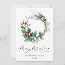 Tarjeta Festiva Festive Holly Berry Wreath Navidades saludo