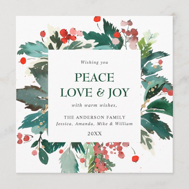 Tarjeta Festiva Festive Holly Berry Wreath Navidades saludo (Anverso)