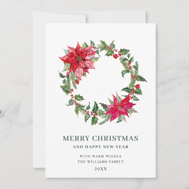 Tarjeta Festiva Festive Holly Berry Wreath Navidades saludo (Anverso)