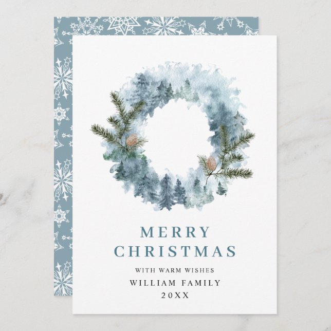 Tarjeta Festiva Festive Holly Berry Wreath Navidades saludo (Anverso / Reverso)