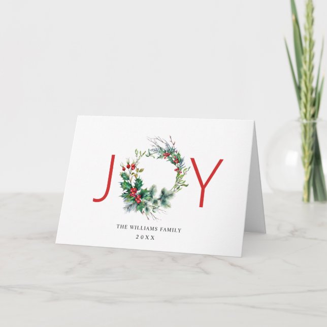 Tarjeta Festiva Festive Holly Berry Wreath Navidades saludo (Anverso)