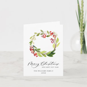 Tarjeta Festiva Festive Holly Berry Wreath Navidades saludo