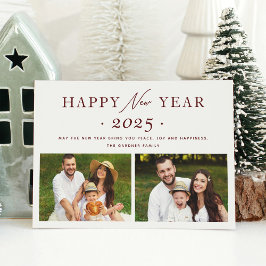 Tarjeta Festiva Festive Maroon Red 2005 Feliz Año Nuevo 2 Foto