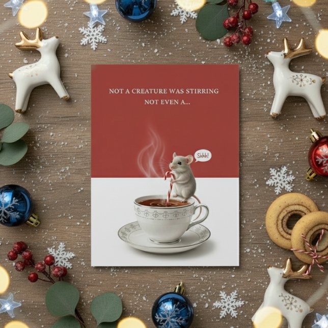 Tarjeta Festiva Festive Mouse Not a Creature Christmas Card Joy (Subido por el creador)