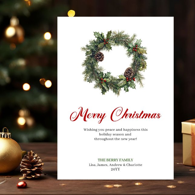 Tarjeta Festiva Festive Pine Wreath Christmas Greeting Digital  (Festive Pine Wreath Christmas Greeting Digital Card)