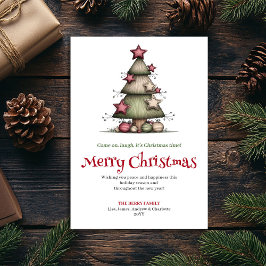 Tarjeta Festiva Festive quirky tree greeting card printable