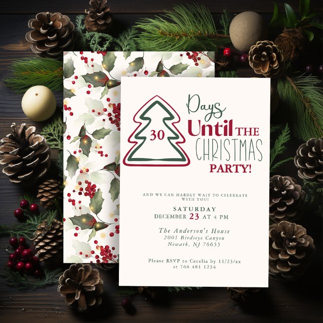 Tarjeta Festiva Festive Red Green Gold Christmas Party Invitation (Subido por el creador)