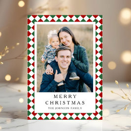 Tarjeta Festiva Festive Red Green Photo Christmas