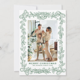 Tarjeta Festiva Festive Sage Green Christmas Bow Ribbon 2 Photo Ho