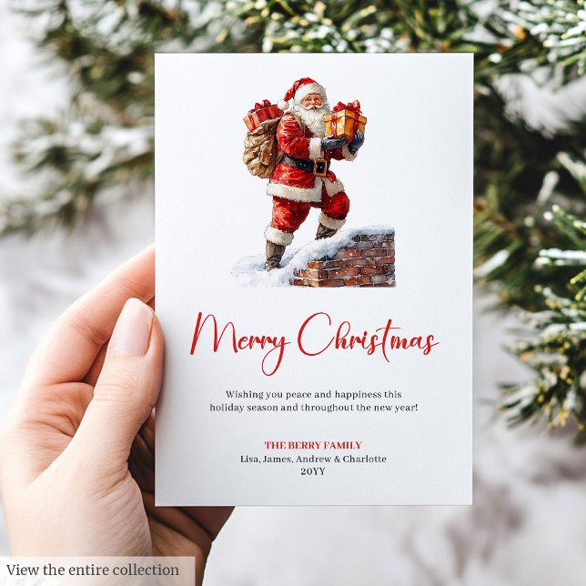 Tarjeta Festiva Festive Santa Claus Red Green Holiday Greeting  (Festive Santa Claus Red Green Holiday Greeting Card)
