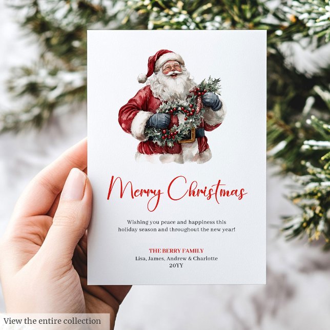 Tarjeta Festiva Festive Santa Claus Traditional Merry Christmas  (Festive Santa Claus Traditional Merry Christmas Card)