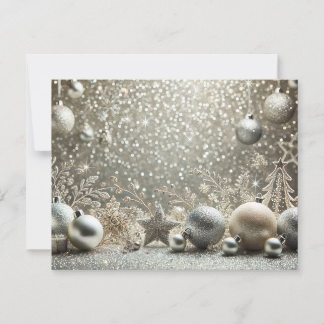 Tarjeta Festiva Festive Silver Glitter with Christmas Elements (Anverso)