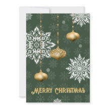 Festive Snowflake and Ornament Christmas Card