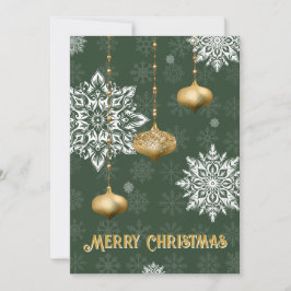 Tarjeta Festiva Festive Snowflake and Ornament Christmas Card