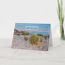 Tarjeta Festiva Festividad artística costera en la playa con atard