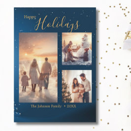 Tarjeta Festiva Festividad azul 3 Collages de fotos Navidades mode