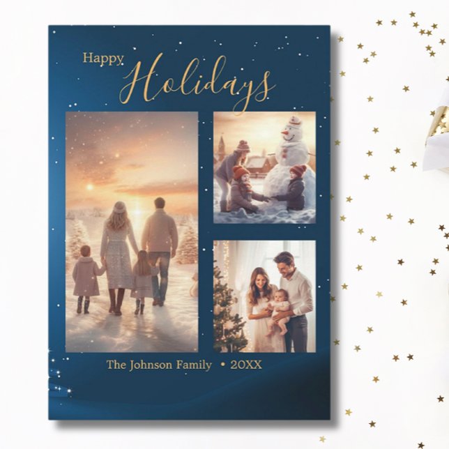 Tarjeta Festiva Festividad azul 3 Collages de fotos Navidades mode (Subido por el creador)
