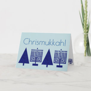 Tarjeta Festiva Festividad Azul de la Marina de Chrismukkah Añadir