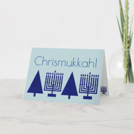 Tarjeta Festiva Festividad Azul de la Marina de Chrismukkah Añadir