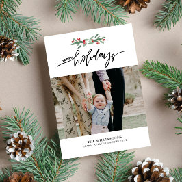 Tarjeta Festiva Festividad Berries Hand Lettered Happy Holidays Ph