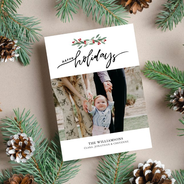 Tarjeta Festiva Festividad Berries Hand Lettered Happy Holidays Ph (Subido por el creador)