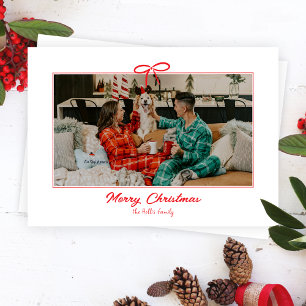 Tarjeta Festiva Festividad blanca Navidades de la vaca roja foto f