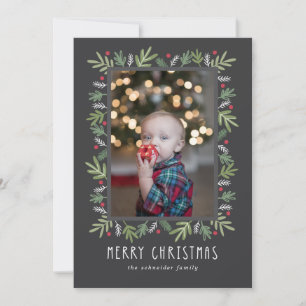 Tarjeta Festiva Festividad Botánica Ferry Christmas Photo Card