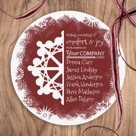 Tarjeta Festiva Festividad Burgundy Round Holiday Card