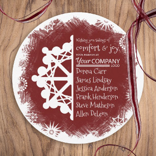 Tarjeta Festiva Festividad Burgundy Round Holiday Card