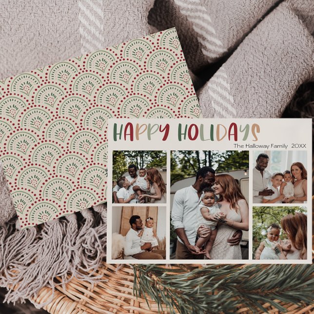 Tarjeta Festiva Festividad Casual Colorful Happy Holidays Five Pho (Subido por el creador)