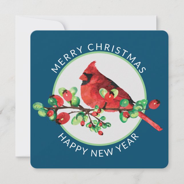 Tarjeta Festiva Festividad cuadrada del cardenal de los Navidades  (Anverso)