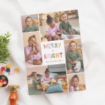Tarjeta Festiva Festividad de 6 Navidades de Collage de fotos<br><div class="desc">Captura la magia de la temporada navideña con este diseño de la tarjeta fotográfica navideña "Merry & Bright" Navidades. Este diseño festivo y alegre muestra seis fotos personalizados, dispuestas en un divertido collage. En el centro, entre las fotos, se lee "Feliz Brillante" en tipografía linda y colorida. El nombre de...</div>