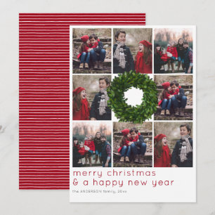Tarjeta Festiva Festividad de Boxwood Wreath 8 Grid Navidades